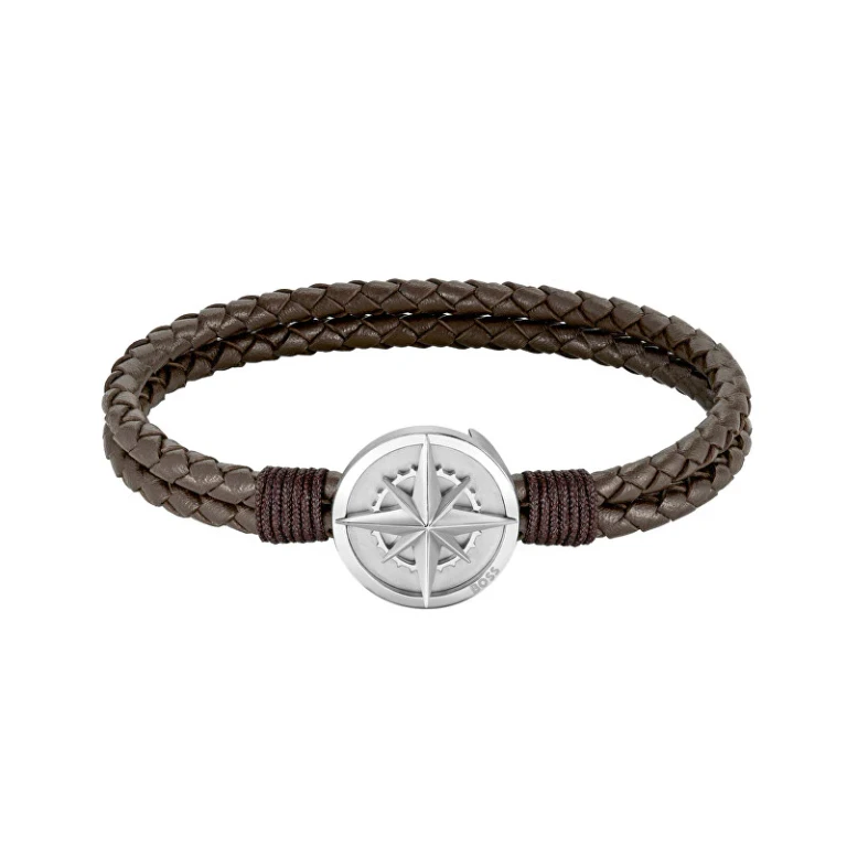 Elegante Brown Leather Bracelet 1580497 - Length: 19 Cm