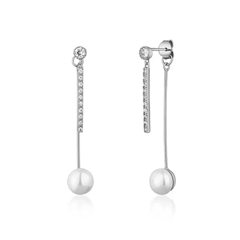 Elegant Silver 2 In 1 Earrings With Zirconia Svle1585Xd2P100