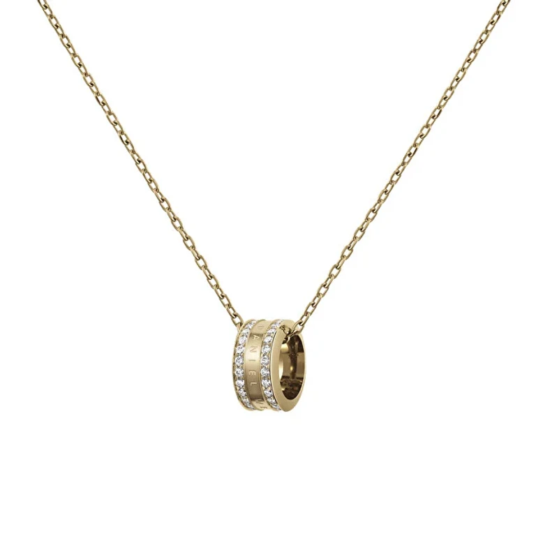 Elan Lumine Sparkling Gold Plated Circle Pendant Necklace DW00400510