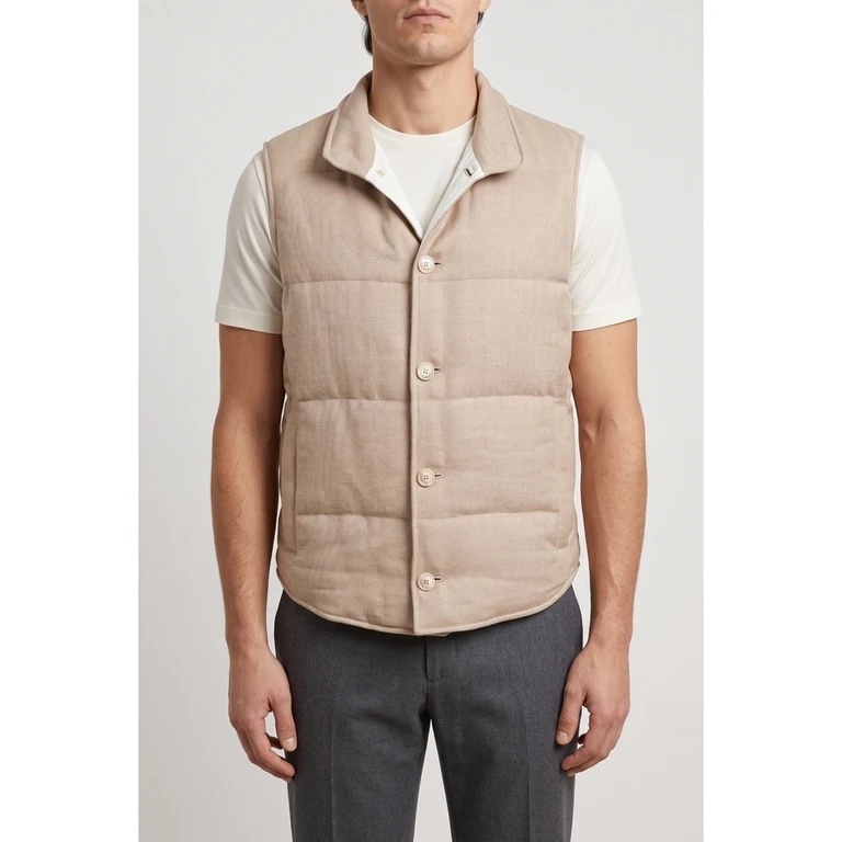 Beige Wool Blend Vest