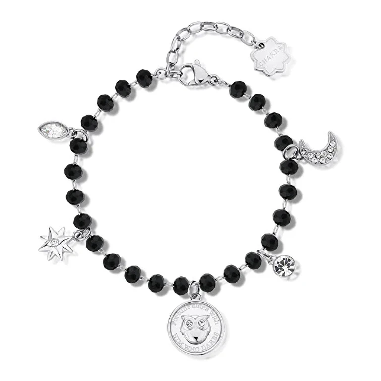 Steel Bracelet with Chakra Beads and Charms BHKB130
