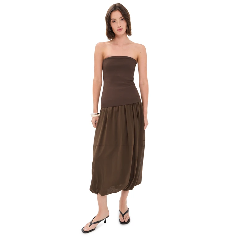 Strapless Balloon Hem Dress Cedar XXS