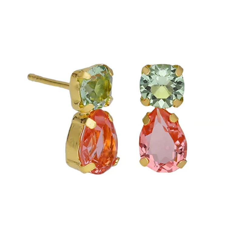 Gold Plated Earrings With Crystals Decent Bay A4897-26Dt