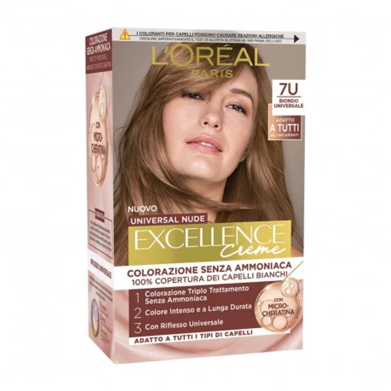 L'Oreal Paris Excellence Universal Nude Permanent Hair Color Without Ammonia No.7U Universal Blonde