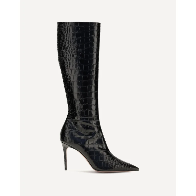 Vera crocodile-effect leather knee-high Boots Female 37.5