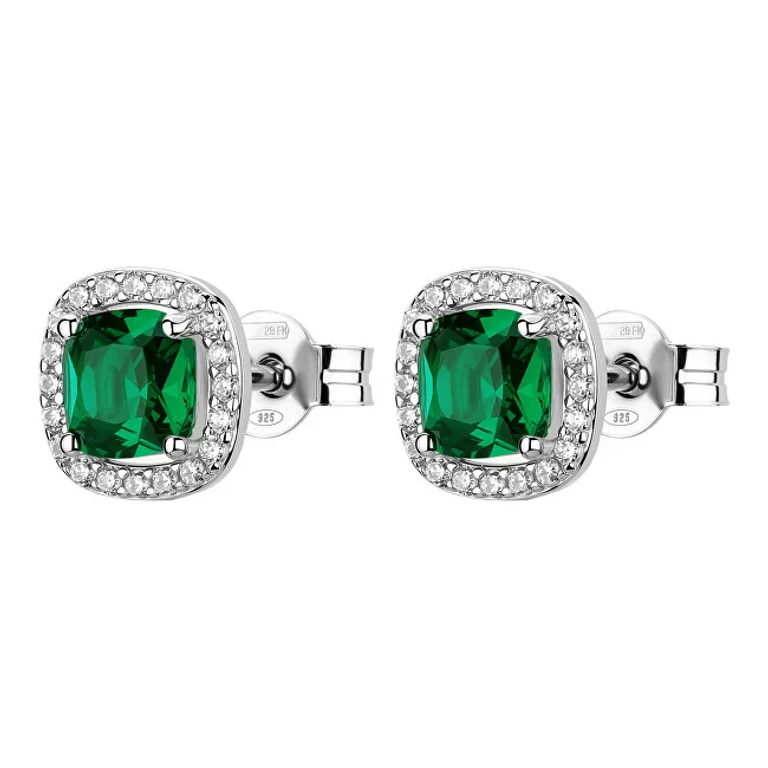 Dazzling Silver Earrings Fancy Life Green Flg141