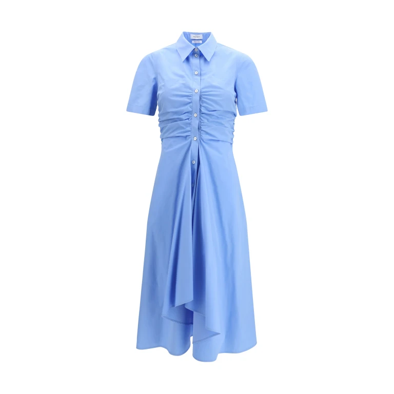 Dress Midi Shirt Sky Blue Cotton