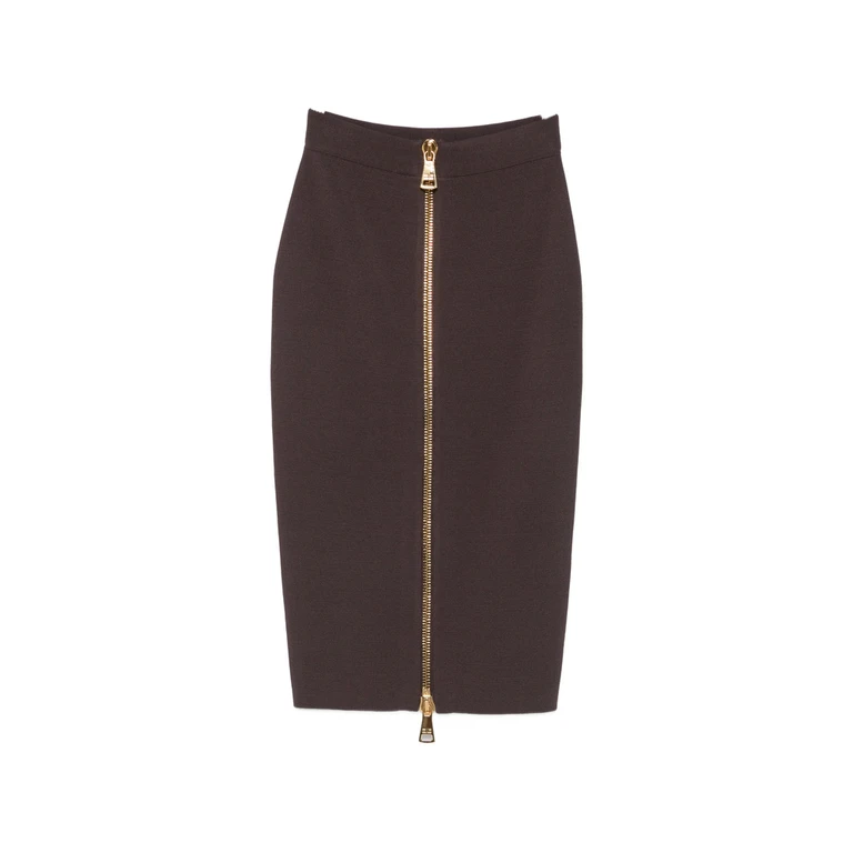 Front-zip Pencil Midi Skirt