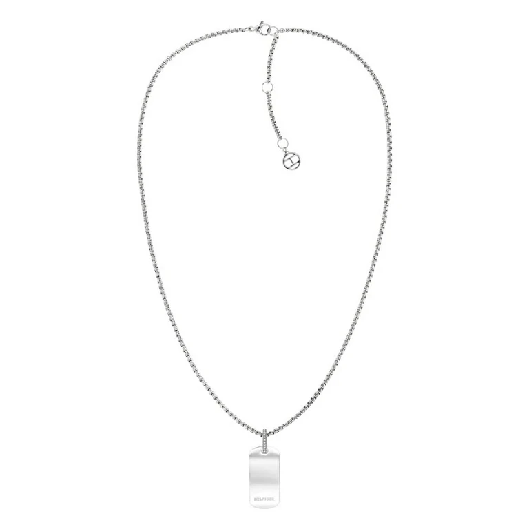 Women's Steel Necklace with Dog Tag Crystals 2780861
