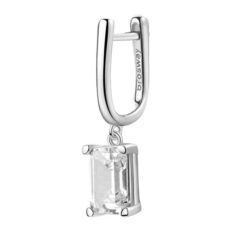 Decent Single Earring in Silver Infinite Pattern White Fiw12