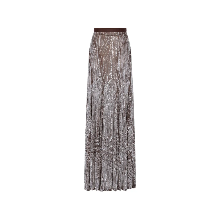 Sequin-embellished Embroidered Maxi Skirt