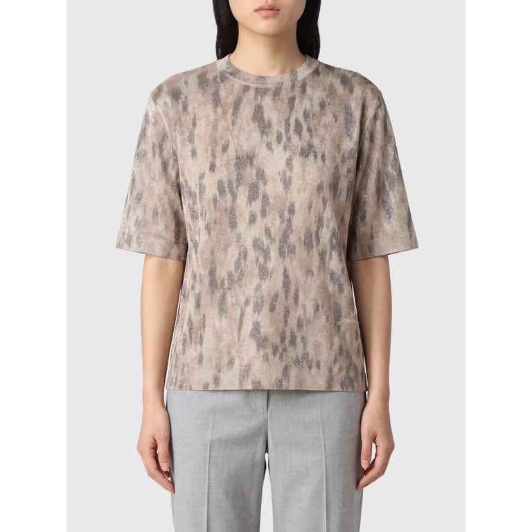 Animal-Print Recycled Polyester T-Shirt with Crew Neck (A1070258ZZT)