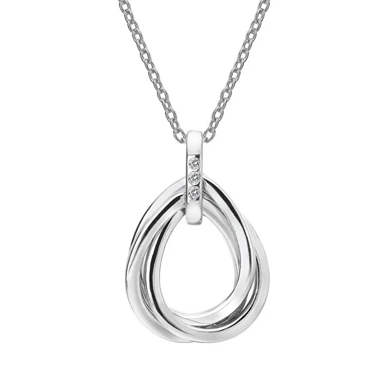 Silver Necklace with Trio Teardrop Diamonds Dp779 (Chain, Pendant)