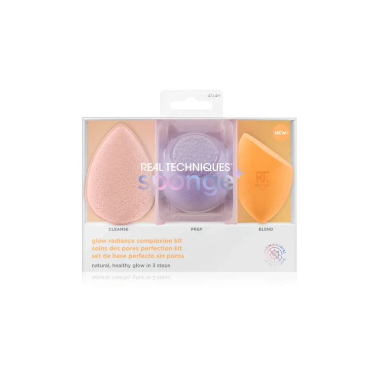 Kit Real Techniques sponge + Glow Radiance for complexion 3 pieces