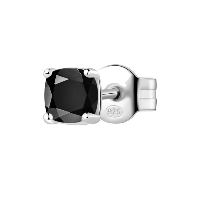 Elegant Single Silver Earrings Fancy Mystery Black FMB06
