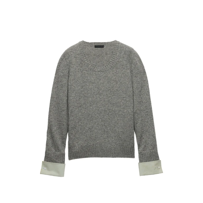 Shetland Wool Scoop-neck Sweater