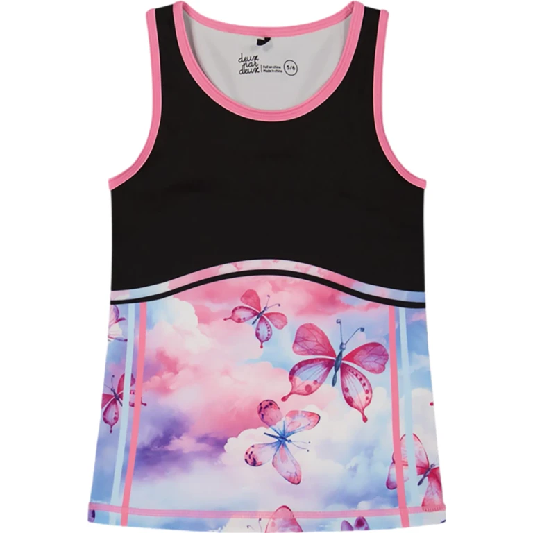 Butterflies Printed Colorblock Athletic Tank Top - Big Girl