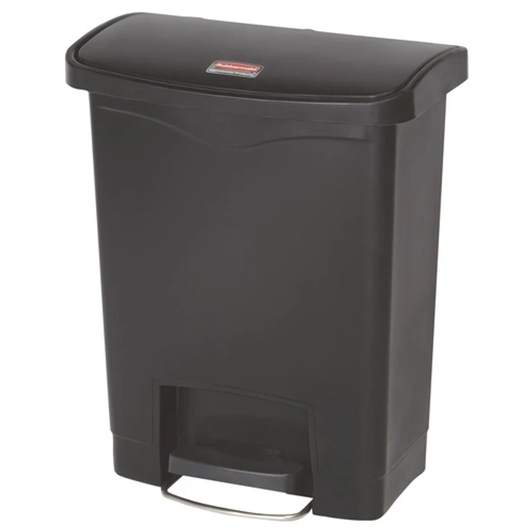 1883609 Streamline 8-Gallon Front Step Style Resin Step-On Container - Black
