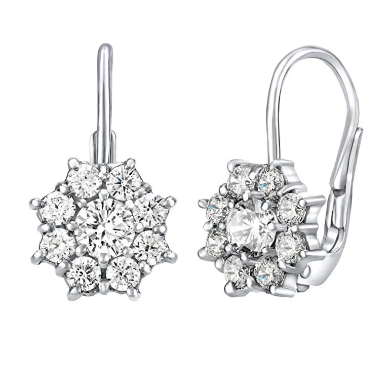 Floral Silver Earrings with Zirconia Swarovski Silvego31572W