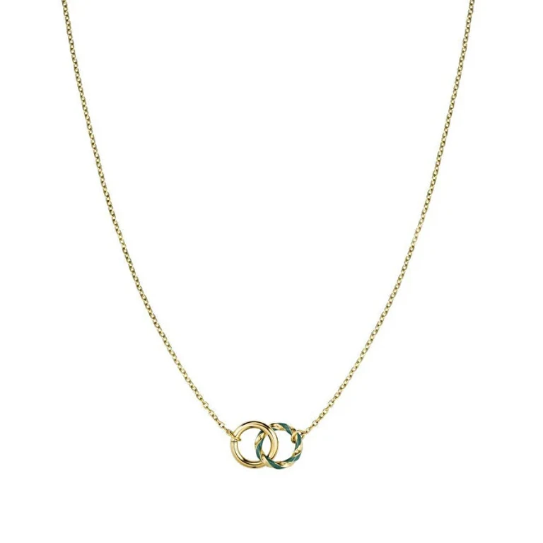 Elegante Gold Plated Steel Necklace Emerald Jnedg-J714