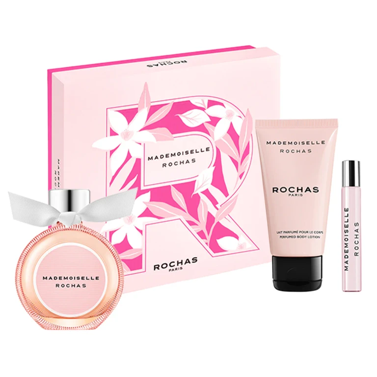 Set Rochas: Mademoiselle Rochas Eau De Parfum for Women 75 ml + Mademoiselle Rochas Eau De Parfum for Women 50 ml + Mademoiselle Rochas Body Lotion fo