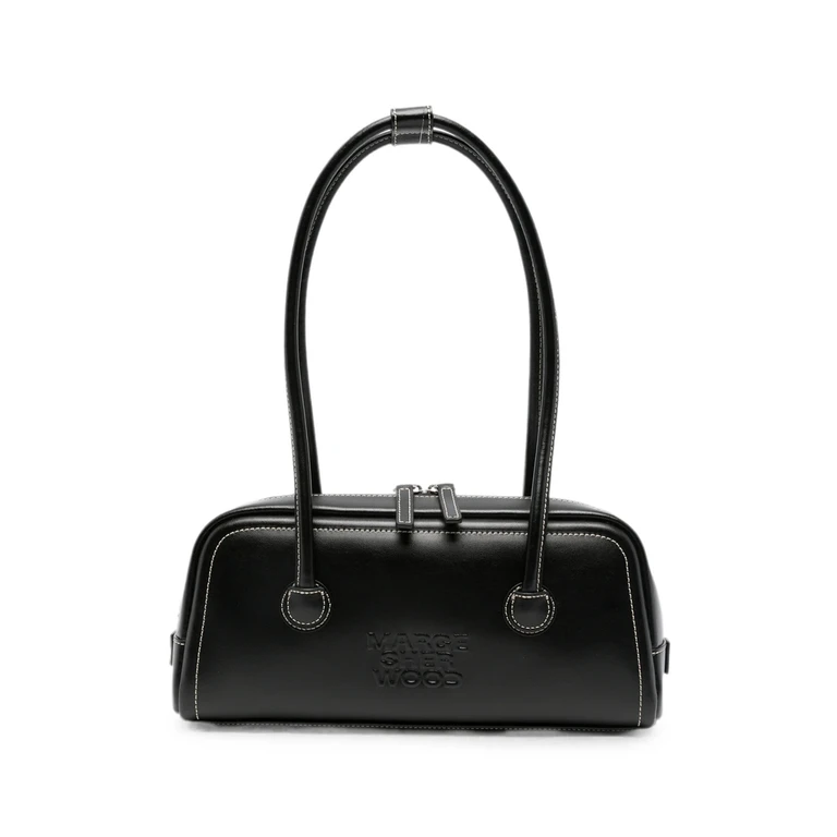 Contrast-stitch Logo-embossed Tote Bag