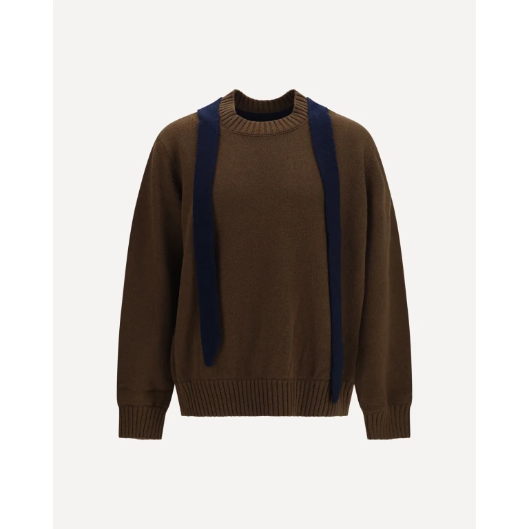 Wool knit Cardigan with integrated scarf Male 2