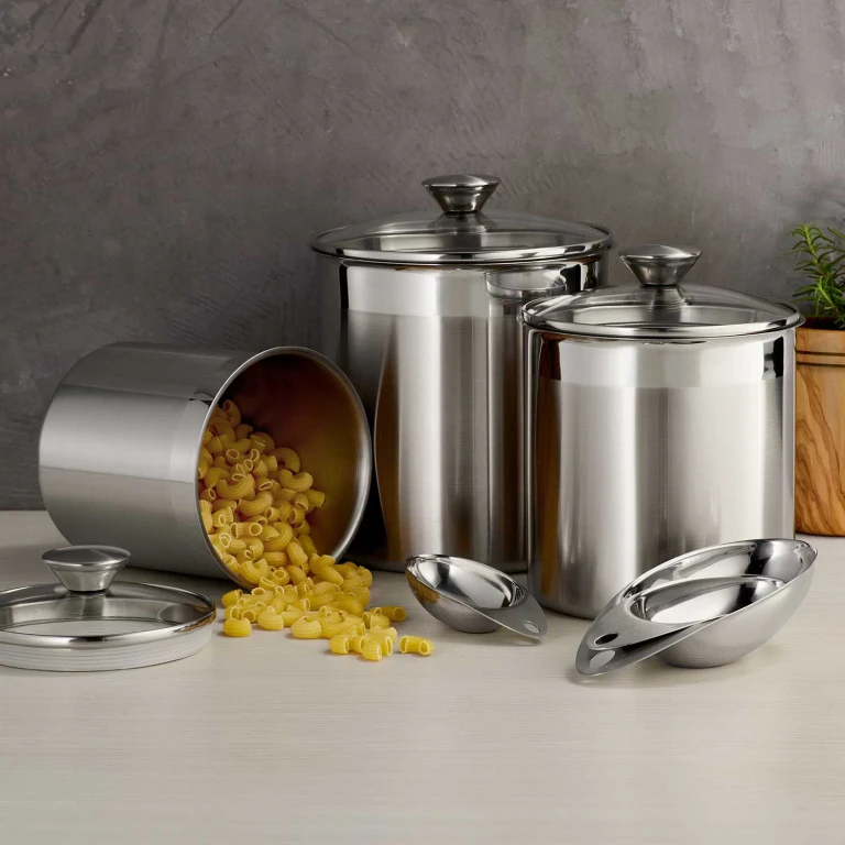 6-Piece Stainless Steel Covered Canister Set with Measuring Scoops