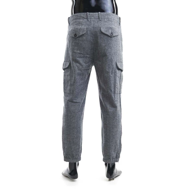 Grey Wool Cargo Trousers