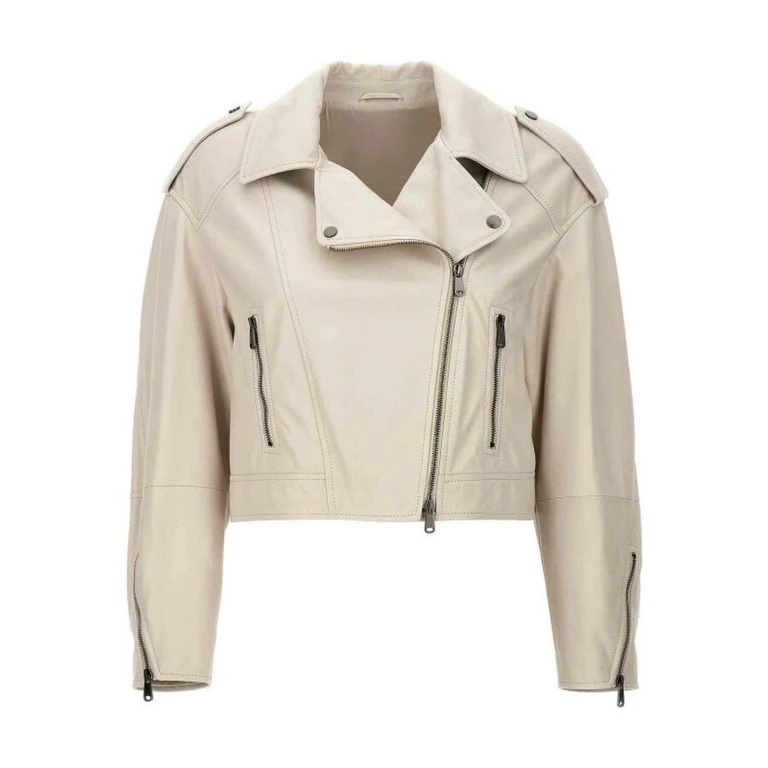 Wooff White Leather Cropped Jacket