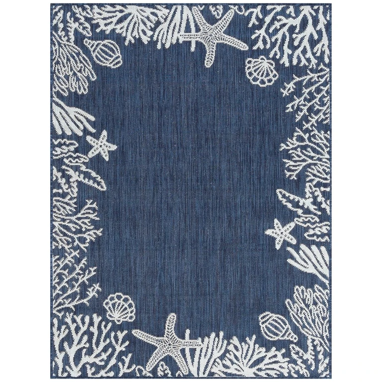 Biscayne 9 x 12 Navy Blue Indoor-Outdoor Area Rug
