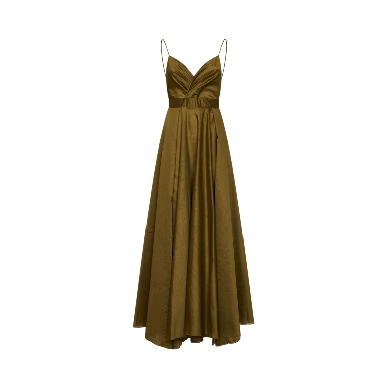 Long Lyocell Blend Dress in Green