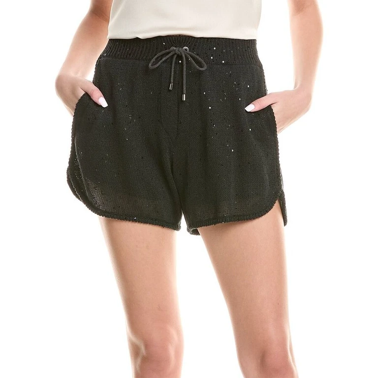 Black Knit Drawstring Shorts
