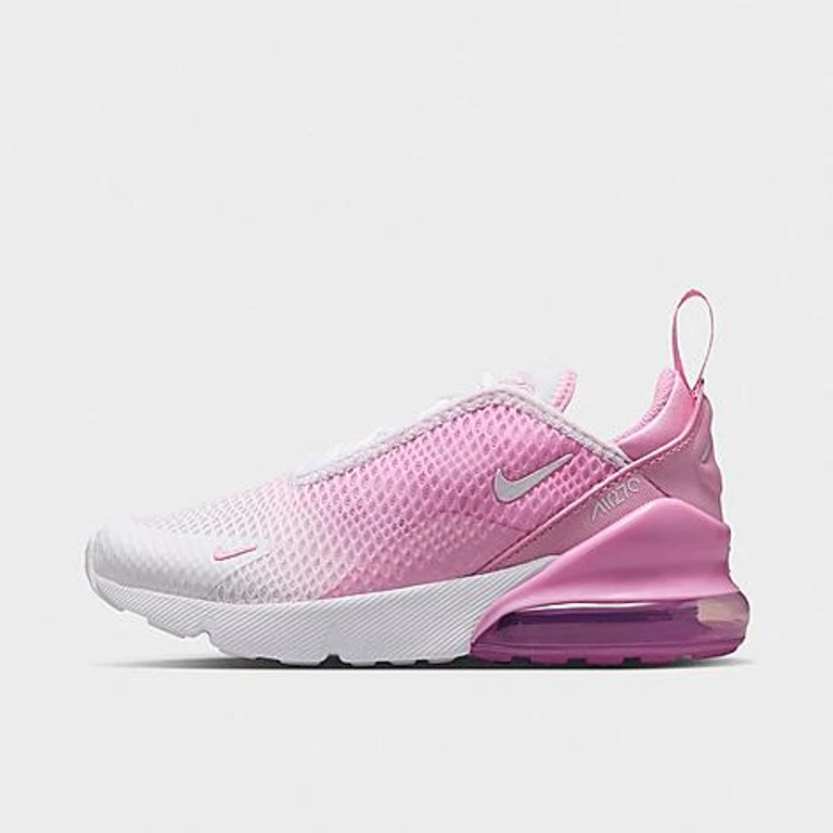 Nike Little Kids Air Max 270 Casual Shoes in Pink Rise/White Size: 1.0