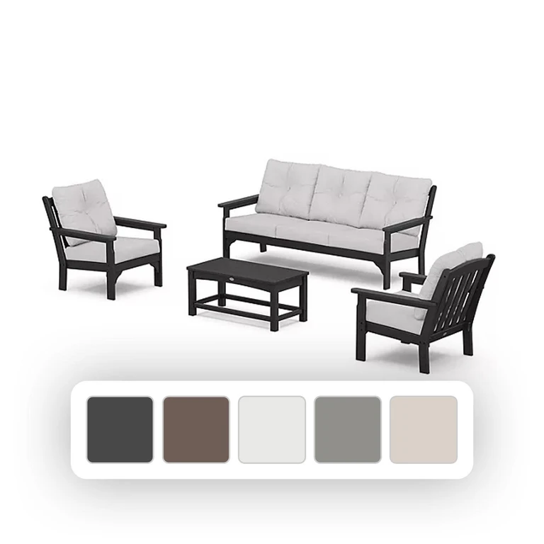 Gulf Shores 4-Piece Sofa Seating Set with Sunbrella Fabric:- Slate Grey/Natural