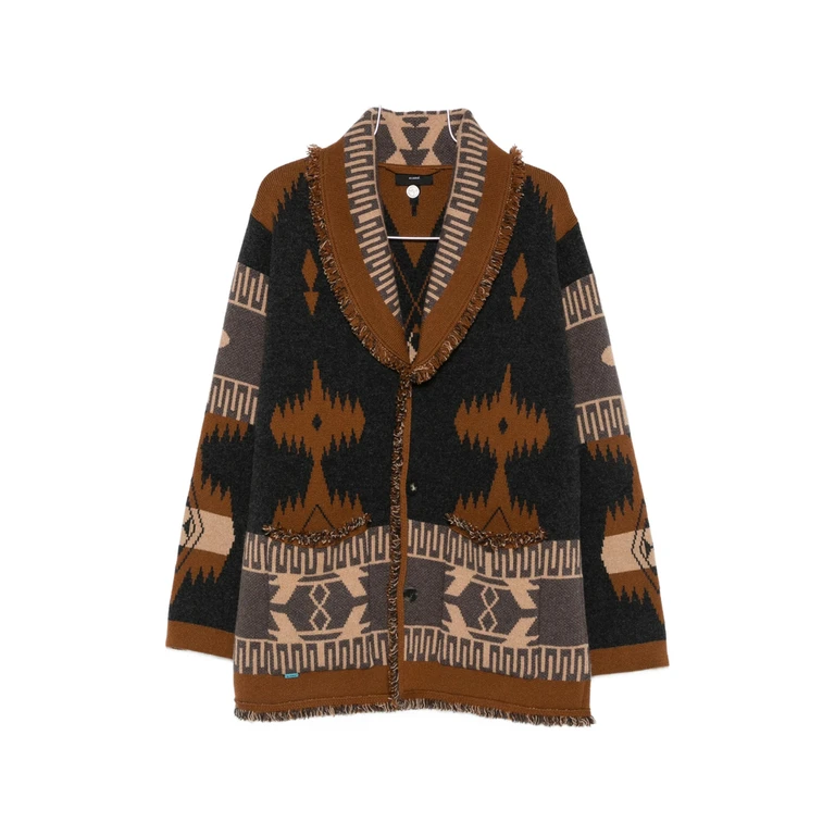 Jacquard-knit Fringed Cardigan