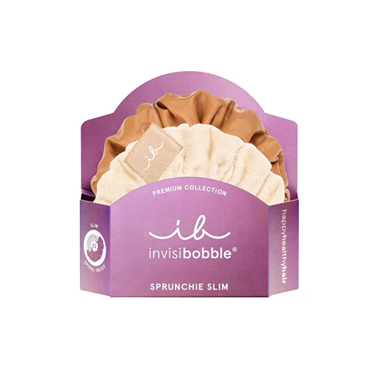 Slim Premium Creme De Caramel Hair Scrunchie 2 Pieces