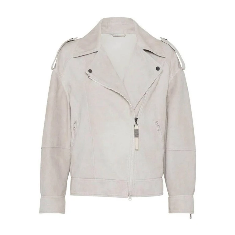 Wolight Beige Leather Biker Jacket