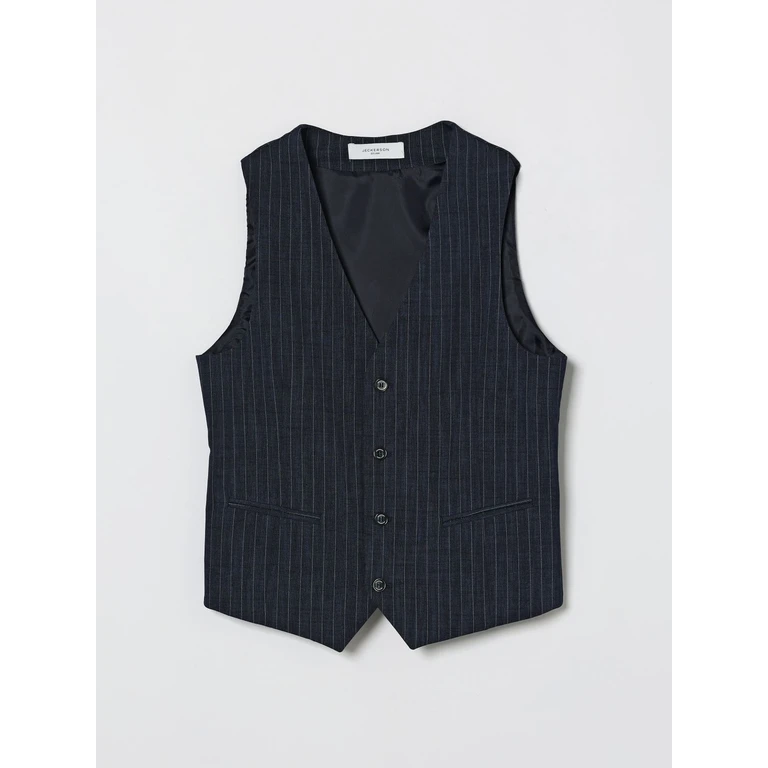 Pinstriped Single-Breasted Cotton Blend Vest (J5134JS26RE098)