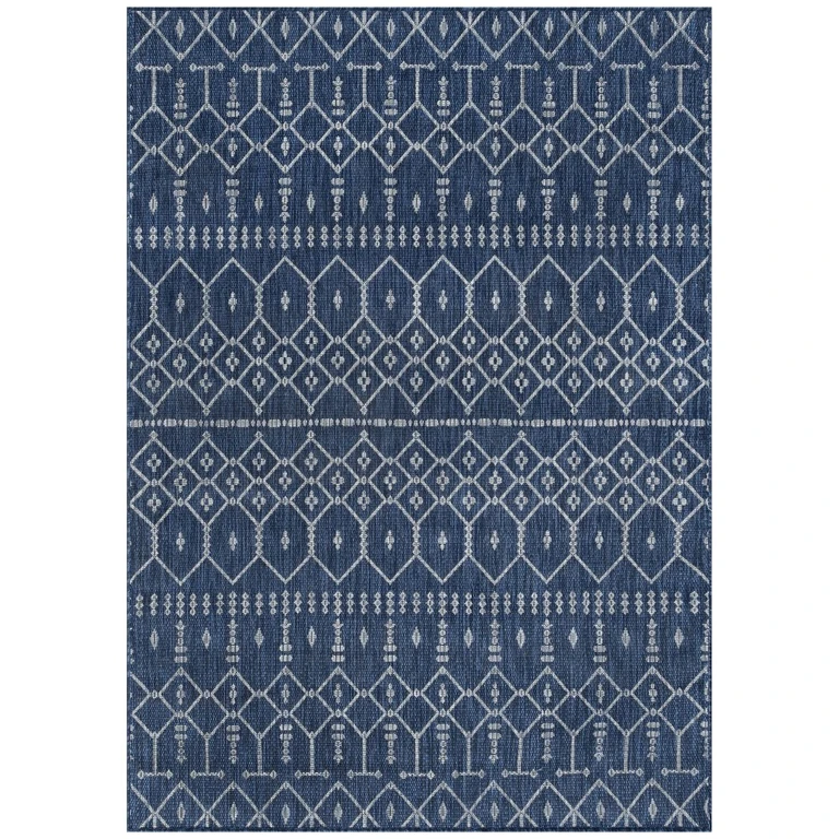Evka 8 x 10 Navy Blue Indoor-Outdoor Area Rug