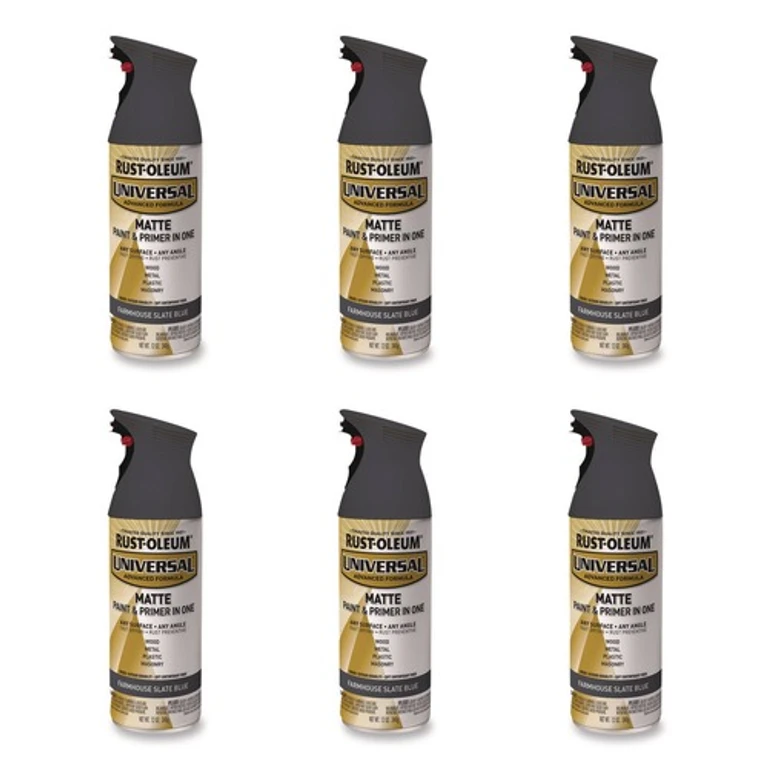376723 Universal Premium Spray Paint, Matte Slate Blue, 12 oz Aerosol Can, 6/Carton