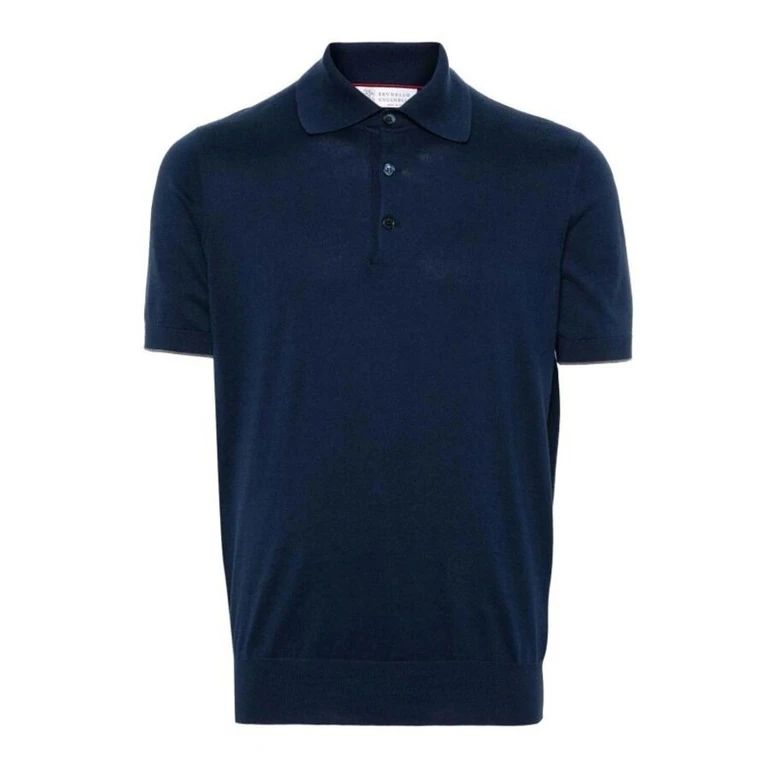 Prussian Blue Knit Polo Sweater