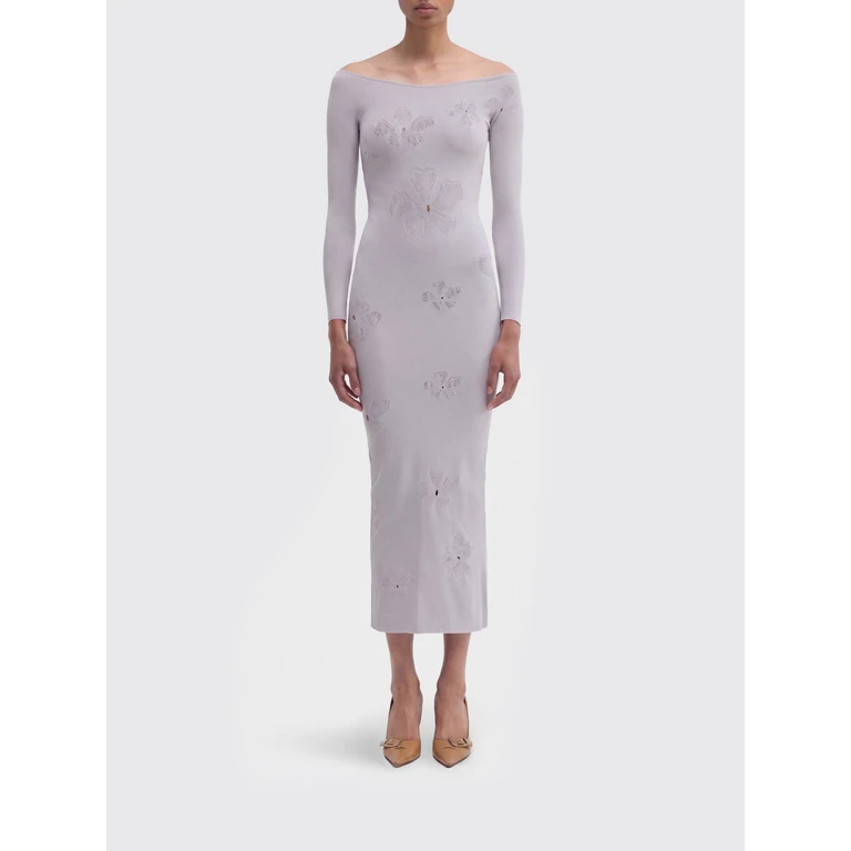Monogram Midi Dress in Jersey with Floral Embroidery (25EM2M0H40065018811)