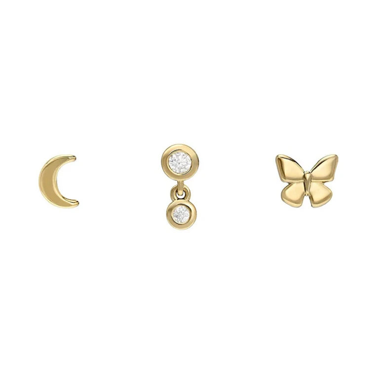 Gold Plated Stud Earrings Set Stacked Up Ja7278Set