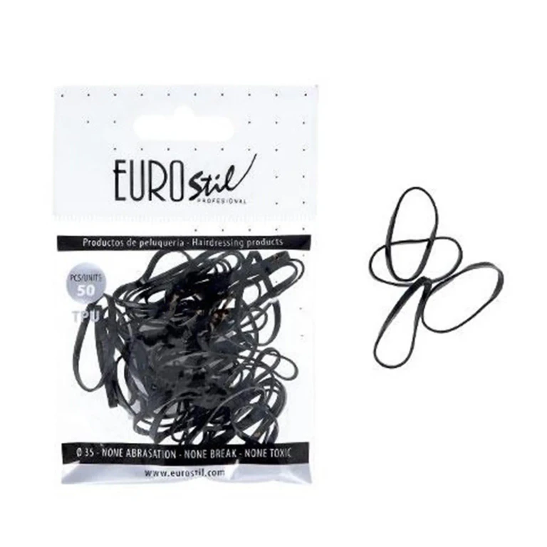 Black rubber hair ties, pack of 50 pieces