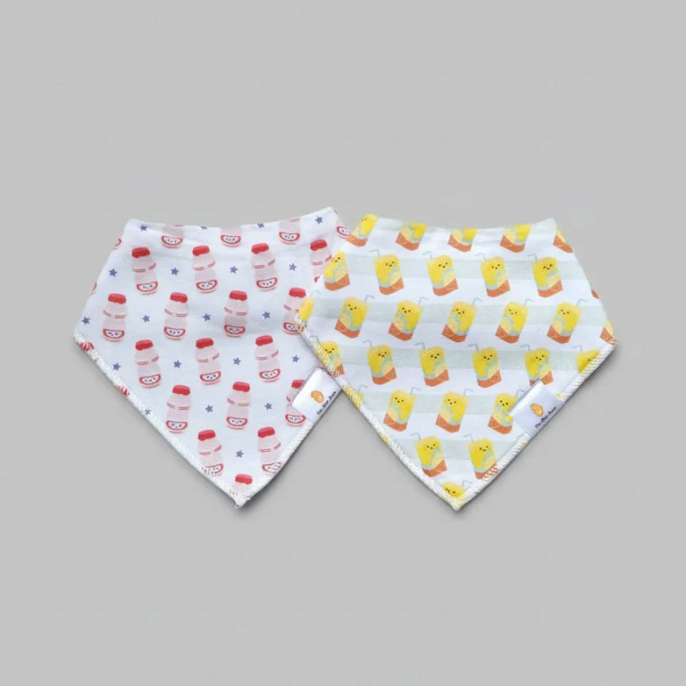 Organic Cotton Bandana Bibs 2pcs Set - Boba & Egg Waffle