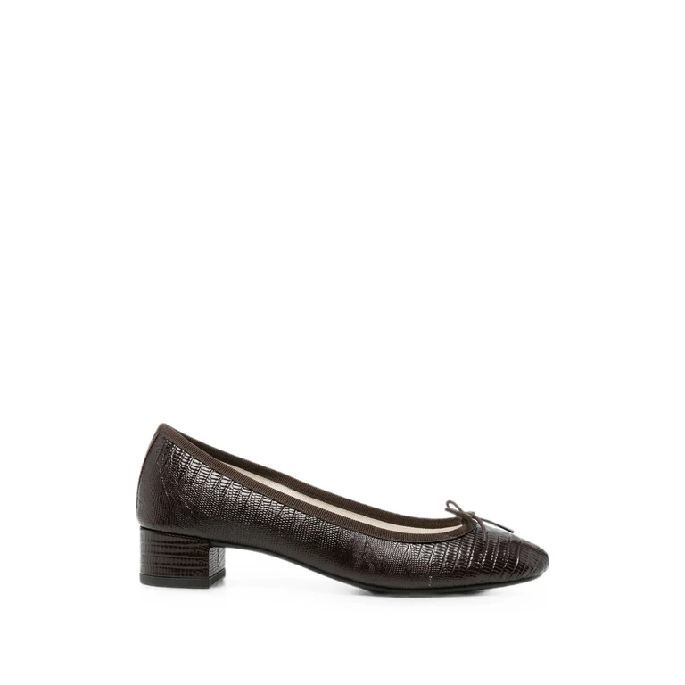 Lizard-effect Bow-detail Pumps