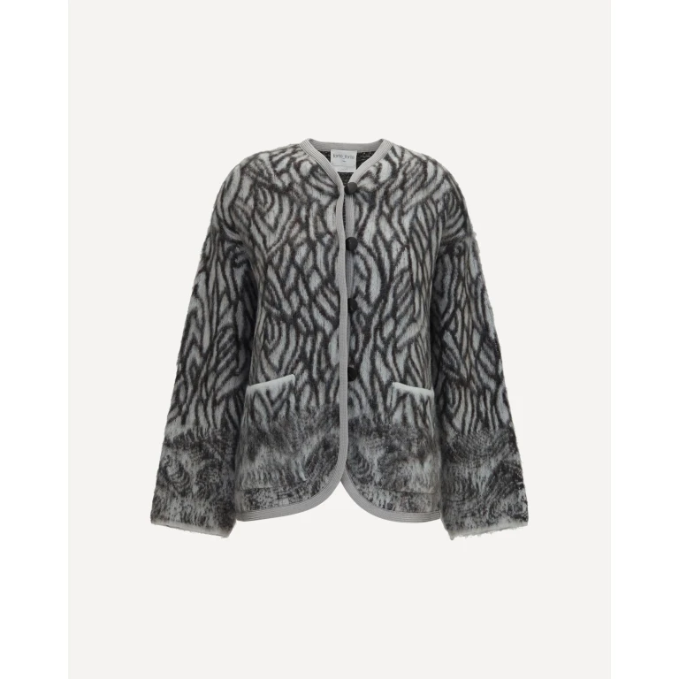 FORTE_FORTE Heron Feather motif brushed Cardigan Female 0