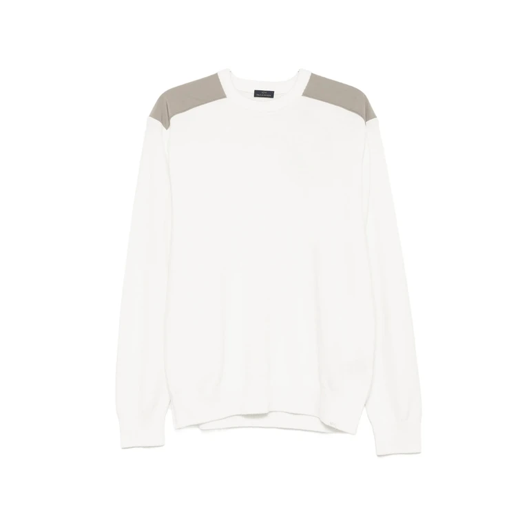 Contrast-panel Crew-neck Sweater
