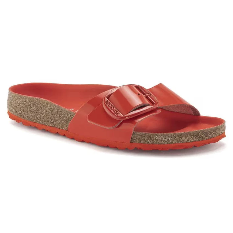 Madrid Big Buckle Natural Leather Patent High Shine Tomato